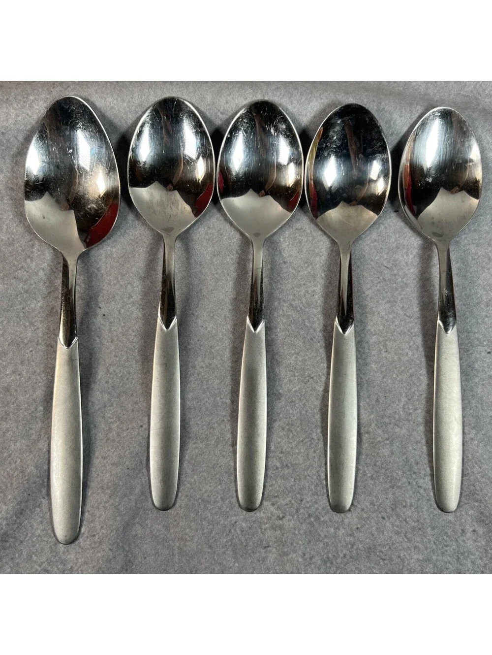 4 Table Spoons +1 Serving, Cambridge Silver Crescent Stainless Flatware 7 5/8